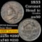 1833 Coronet Head Large Cent 1c Grades AU, Almost Unc (fc)