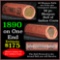 Indian Head Penny 1c Shotgun Roll, 1890 on one end, reverse on the other