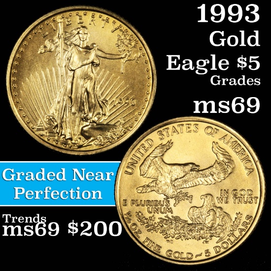 1993 Gold Eagle Five Dollars $5 Grades ms69 (fc)