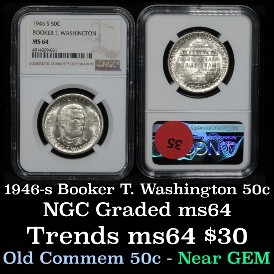 NGC 1946-s BTW Old Commem Half Dollar 50c Graded ms64 By NGC