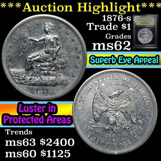 ***Auction Highlight*** 1876-s Trade Dollar $1 Graded Select Unc by USCG (fc)