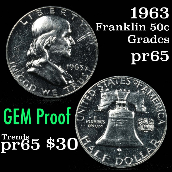 1963 Franklin Half Dollar 50c Grades GEM Proof