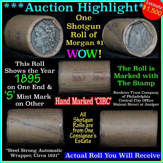 ***Auction Highlight*** Morgan dollar roll ends 1895 & 's', Better than average circ (fc)