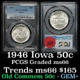 PCGS 1946 Iowa Old Commem Half Dollar 50c Graded ms66 By PCGS