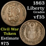 1863 Liberty And No Slavery Civil War Token Grades vf++
