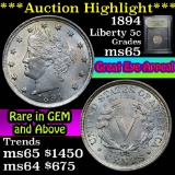 ***Auction Highlight*** 1894 Liberty Nickel 5c Graded GEM Unc by USCG (fc)