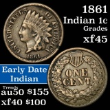 1861 Indian Cent 1c Grades xf+