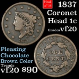 1837 Head of '38 Coronet Head Large Cent 1c Grades vf, very fine