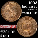 1903 Indian Cent 1c Grades Choice Unc RB