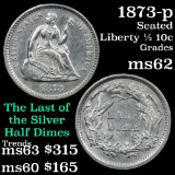 1873-p Seated Liberty Half Dime 1/2 10c Grades Select Unc (fc)
