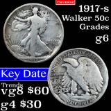 1917 S Obverse Walking Liberty Half Dollar 50c Grades g+