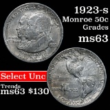 1923-s Monroe Old Commem Half Dollar 50c Grades Select Unc