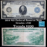 1914 $10 Federal Reserve Note Cleveland Grades vf++ (fc)