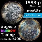 Exceptional toning! 1888-p Morgan Dollar $1 Grades Select+ Unc