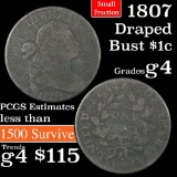 1807 Sm Fraction Draped Bust Large Cent 1c Grades g, good