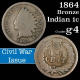 1864 Bronze Indian Cent 1c Grades g, good