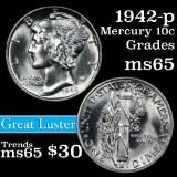 1942-p Mercury Dime 10c Grades GEM Unc