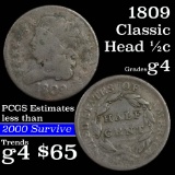 1809 Classic Head half cent 1/2c Grades g, good