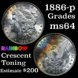 Excellent rainbow toning 1888-p Morgan Dollar $1 Grades Choice Unc
