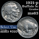 1921-p Buffalo Nickel 5c Grades Select Unc (fc)