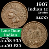 1907 Indian Cent 1c Grades Choice AU