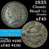 1835 Classic Head half cent 1/2c Grades xf+