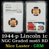 NGC 1944-p Lincoln Cent 1c Graded ms65 RD By NGC