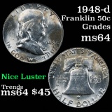 1948-d Franklin Half Dollar 50c Grades Choice Unc
