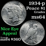 1934-p Peace Dollar $1 Grades Choice Unc (fc)