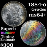 Absolutely fabulous rainbow toning 1884-o Morgan Dollar $1 Grades Choice+ Unc