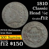 1810 Classic Head half cent 1/2c Grades f, fine