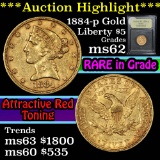 ***Auction Highlight*** 1884-p Gold Liberty Half Eagle $5 Graded Select Unc by USCG (fc)