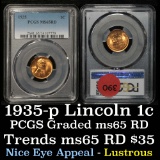 PCGS 1935-p Lincoln Cent 1c Graded ms65 RD By PCGS