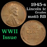 1945-s Lincoln Cent 1c Grades GEM Unc RB