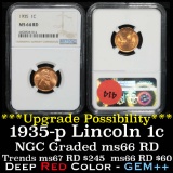 NGC 1935-p Lincoln Cent 1c Graded ms66 RD By NGC (fc)