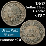 1863 Indian Civil War Token Grades vf++