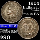 1902 Indian Cent 1c Grades Choice Unc BN