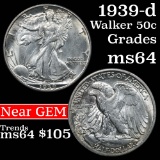 1939-d Walking Liberty Half Dollar 50c Grades Choice Unc