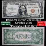 1935a $1 Silver Certificate Hawaii, Signatures of Julian & Morgenthau Grades vf++
