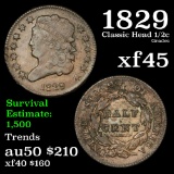 1829 Classic Head half cent 1/2c Grades xf+