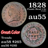 1828 Classic Head half cent 1/2c Grades Choice AU (fc)