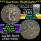 ***Auction Highlight*** 1806 Sm 6, no stems Draped Bust Half Cent 1/2c Graded xf+ by USCG (fc)