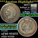 ***Auction Highlight*** 1877 Indian Cent 1c Graded vf+ by USCG (fc)