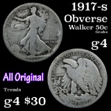 1917 S Obverse Walking Liberty Half Dollar 50c Grades g, good