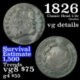 1826 Classic Head half cent 1/2c Grades vg details