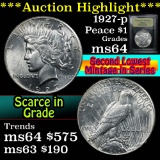 ***Auction Highlight*** 1927-p Peace Dollar $1 Graded Choice Unc by USCG (fc)