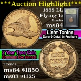 ***Auction Highlight*** 1858 LL Flying Eagle Cent 1c Graded Choice Unc by USCG (fc)