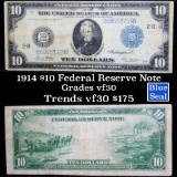1914 $10 Federal Reserve Note New York Grades vf++