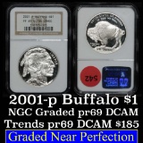 NGC 2001-p Buffalo Modern Commem Dollar $1 Graded pr69 By NGC