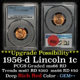 PCGS 1956-d Lincoln Cent 1c Graded ms66 RD By PCGS (fc)